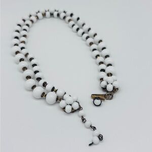 1940’s Miriam Haskell Signed Double Strand Milk Glass‎ Necklace
